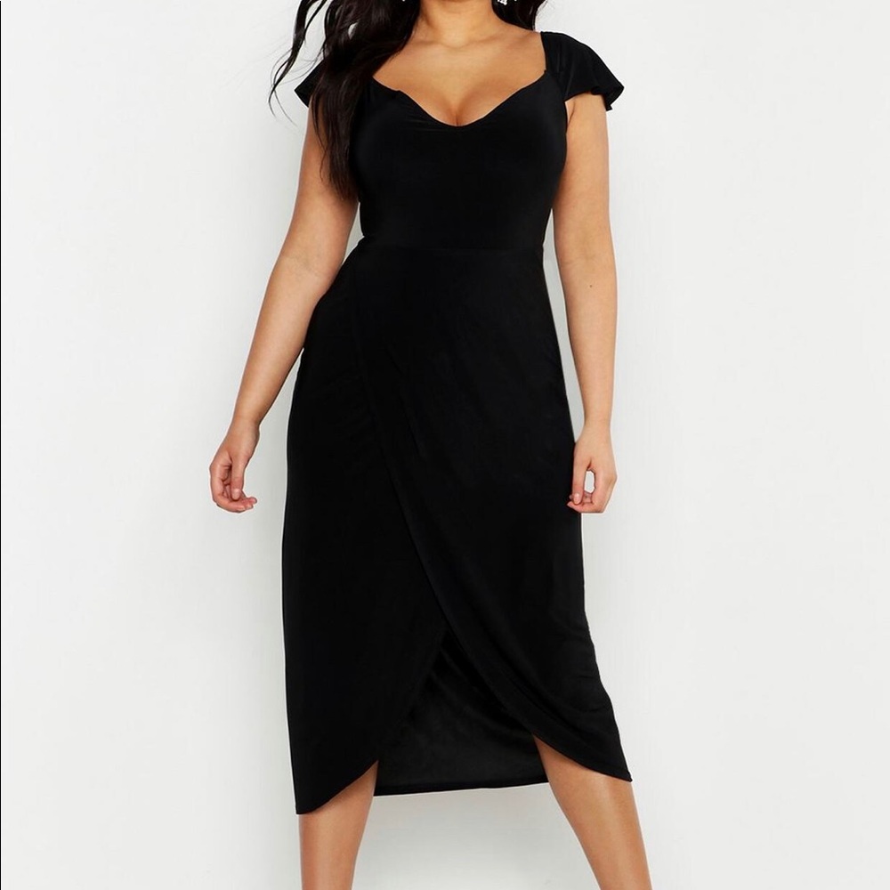 Black Wrap Dress from Boohoo